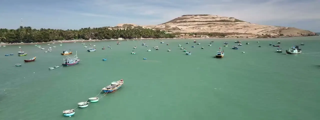 Maritime traffic across a coastal bay