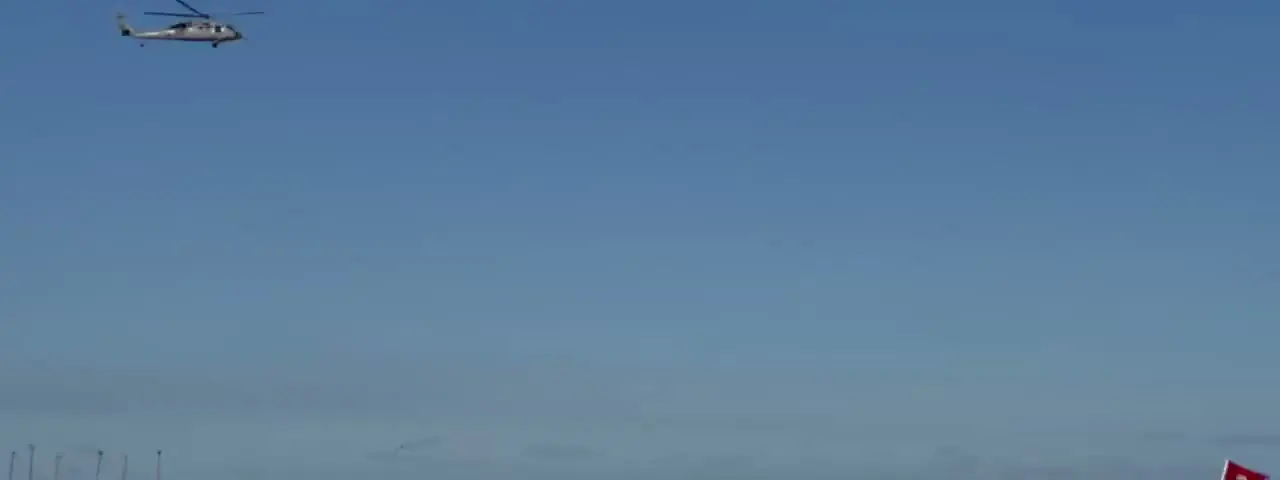 Helicopter over open water during a response